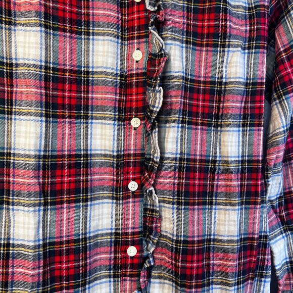 GAP Christmas Plaid Drop Waist Ruffled Trim Dress GIRLS XSP Flannel Cotton - Picture 4 of 10